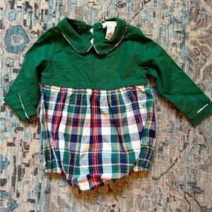 The Beaufort Bonnet Company Green Plaid Baby Romper